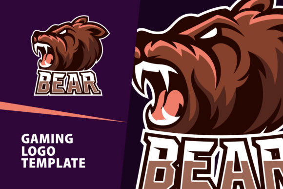 Bear Mascot Gaming Logo Design: Editable Vector Template