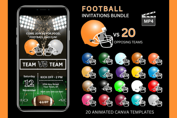 Football Invite: Orange Team Bundle