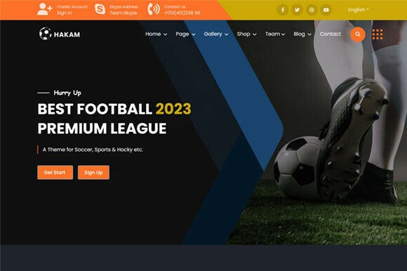 Soccer Club & Sports Team HTML Template: Hakam